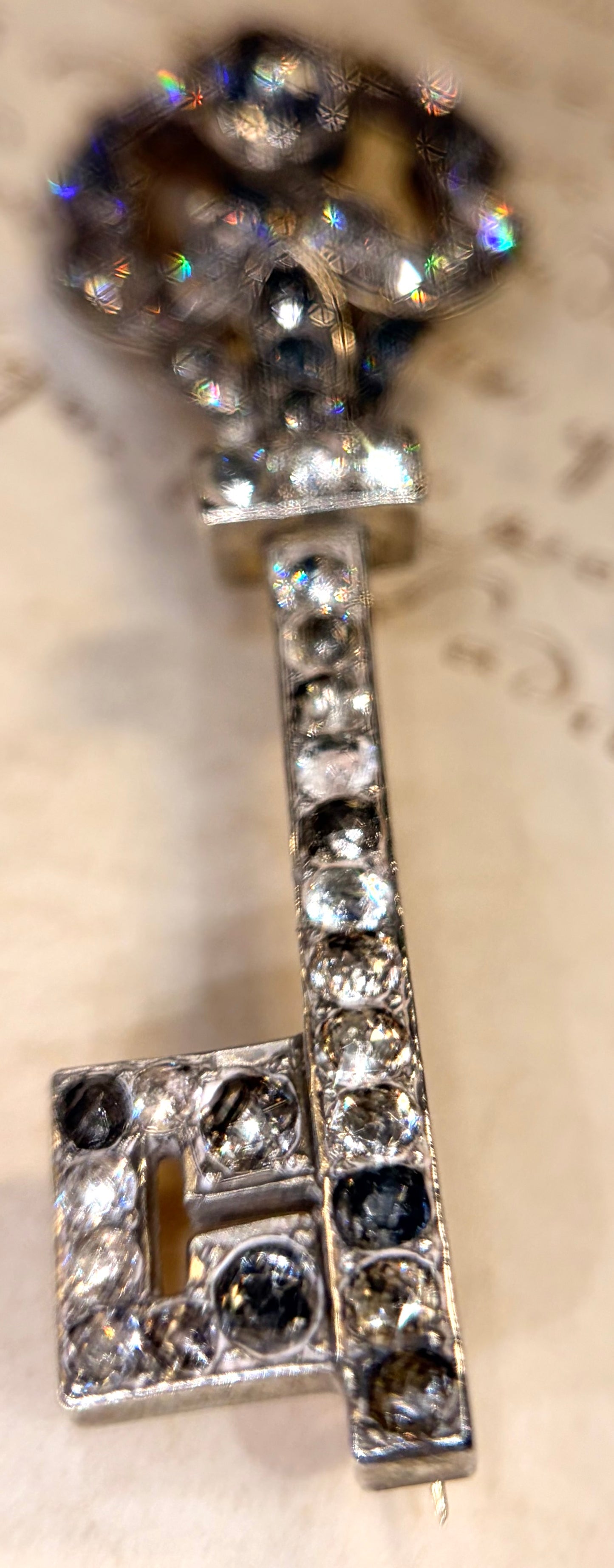 The Silver Key ~ Georgian Foiled Key Brooch