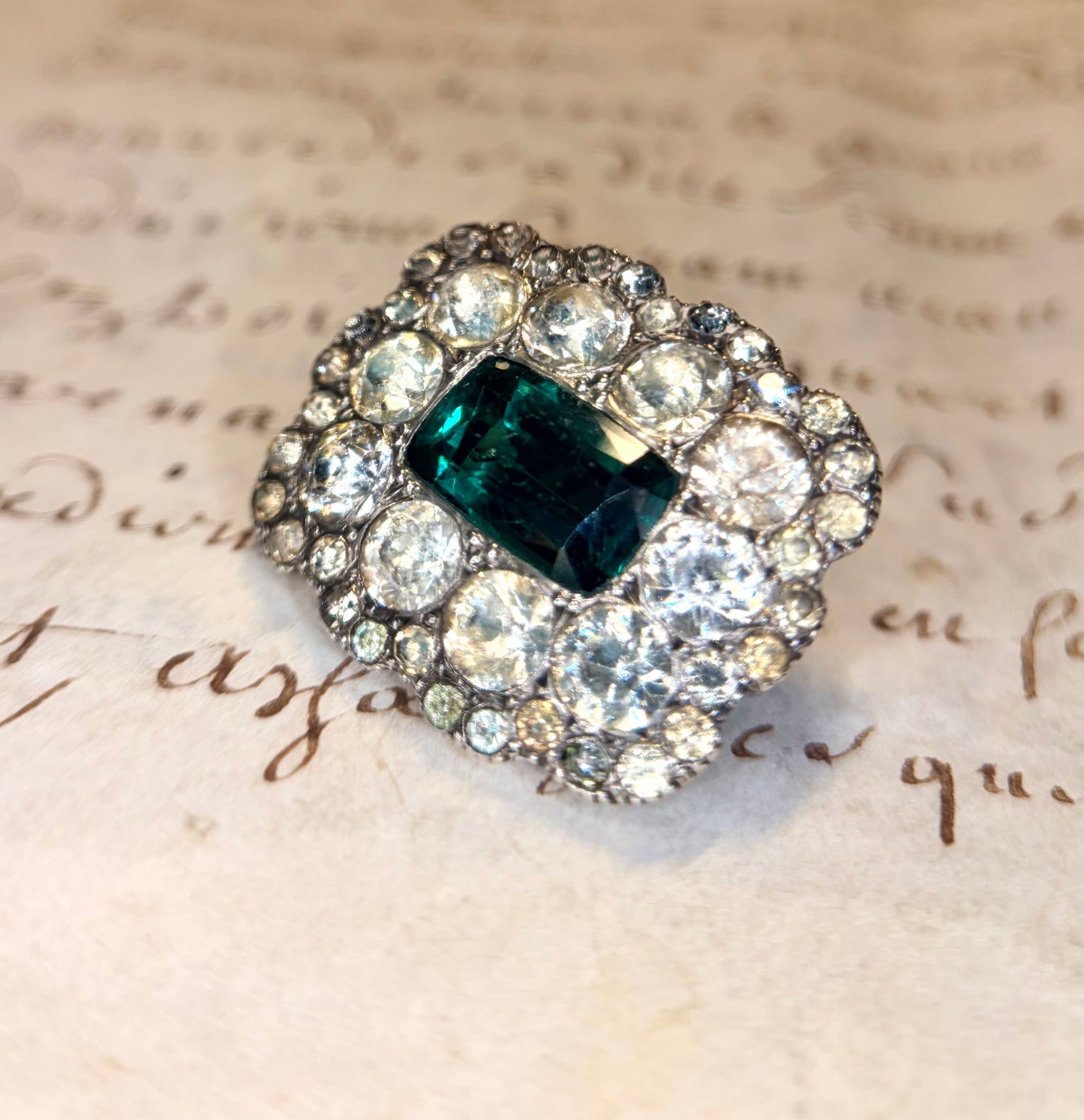 Victorian Emerald Paste Brooch