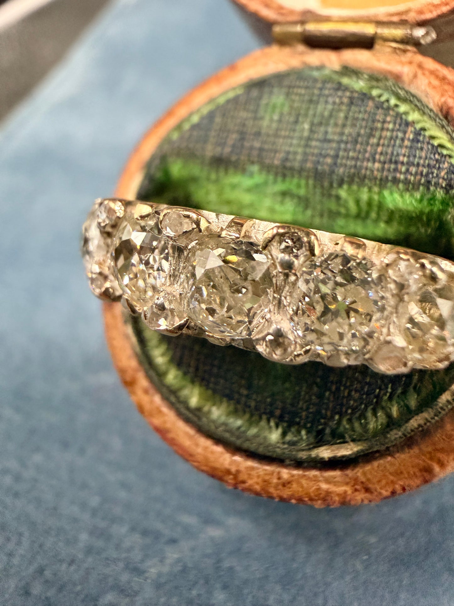 Old Mine Cut Diamond Half Hoop Ring