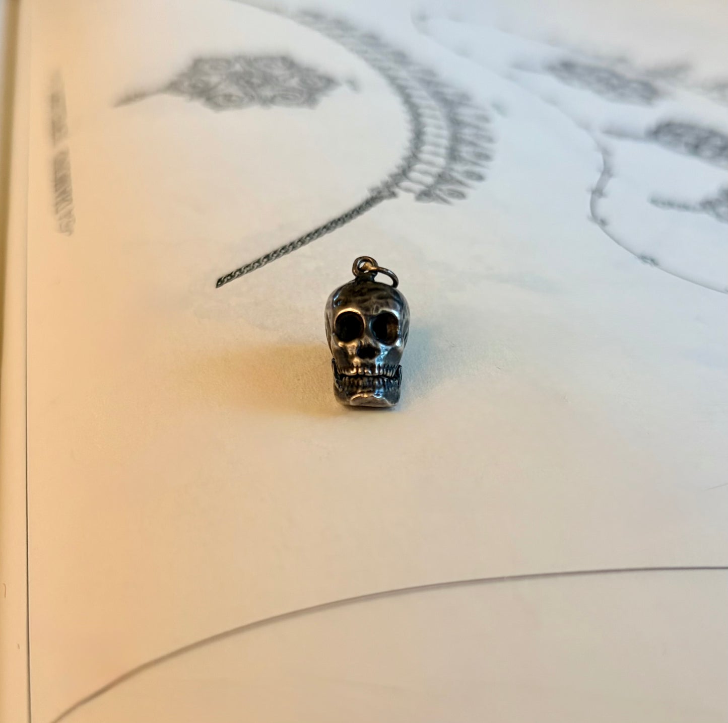 Vintage Silver Articulated Skull Charm