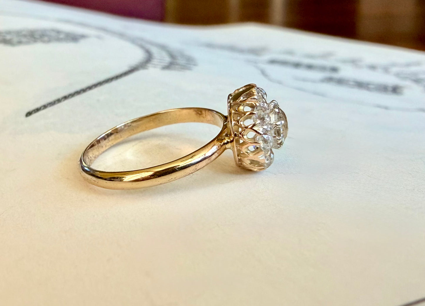 Edwardian Old Cut Diamond Cluster Ring