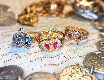 Sapphire & Ruby Twin Heart Ring