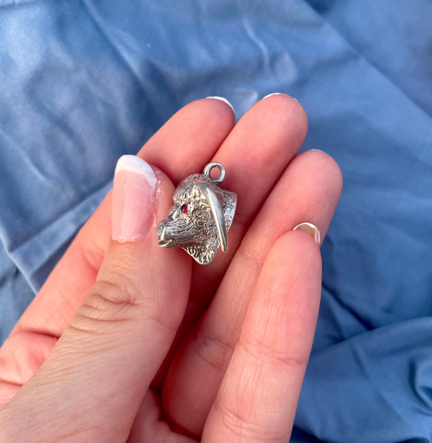 Silver and Ruby Buffalo Charm