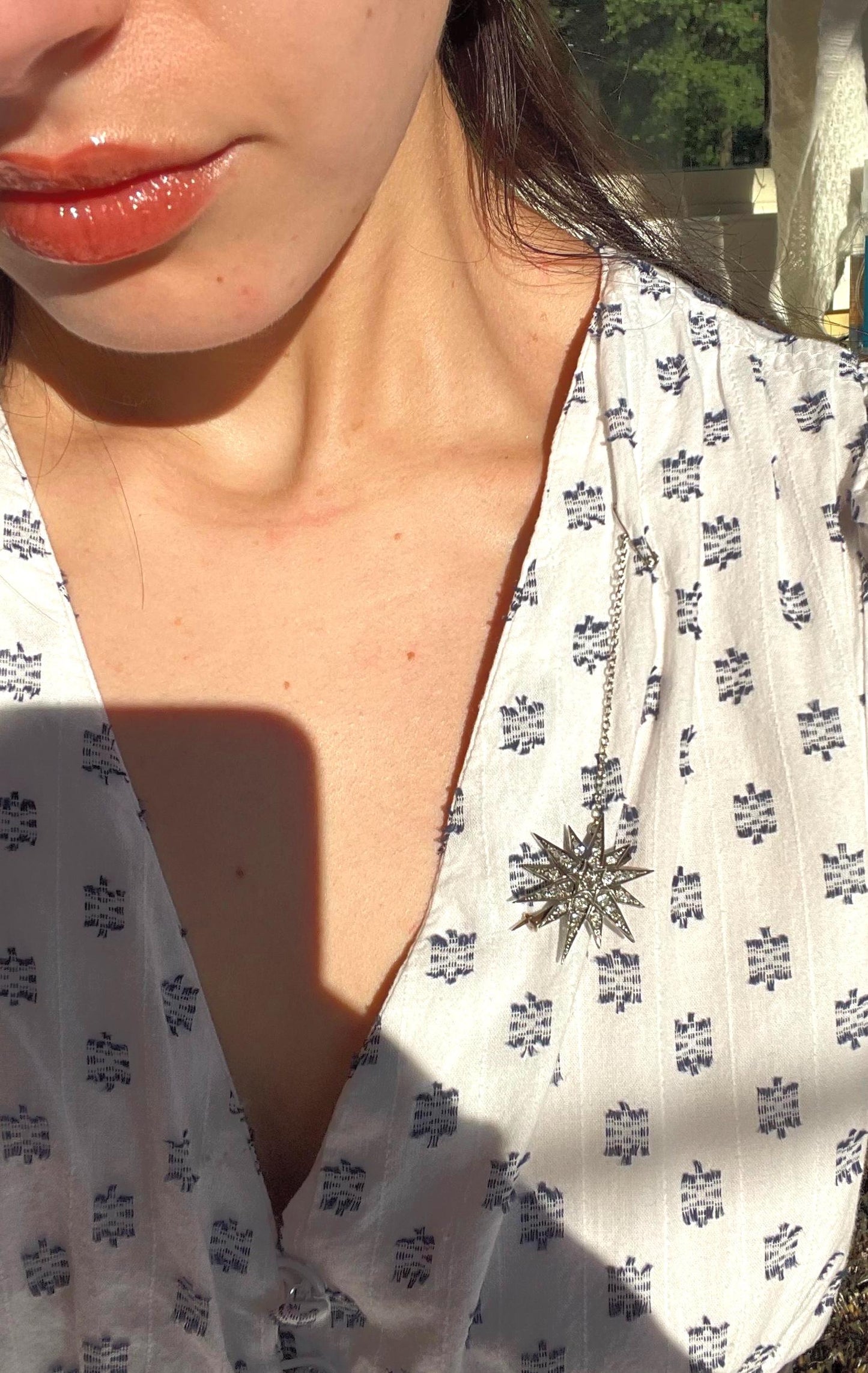 The Astraea ~ Exquisite Antique Victorian Diamond Starburst Gold Brooch/Pendant