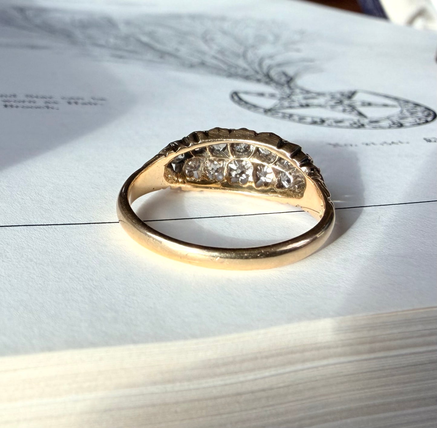 Old Mine Cut Double Row Ring