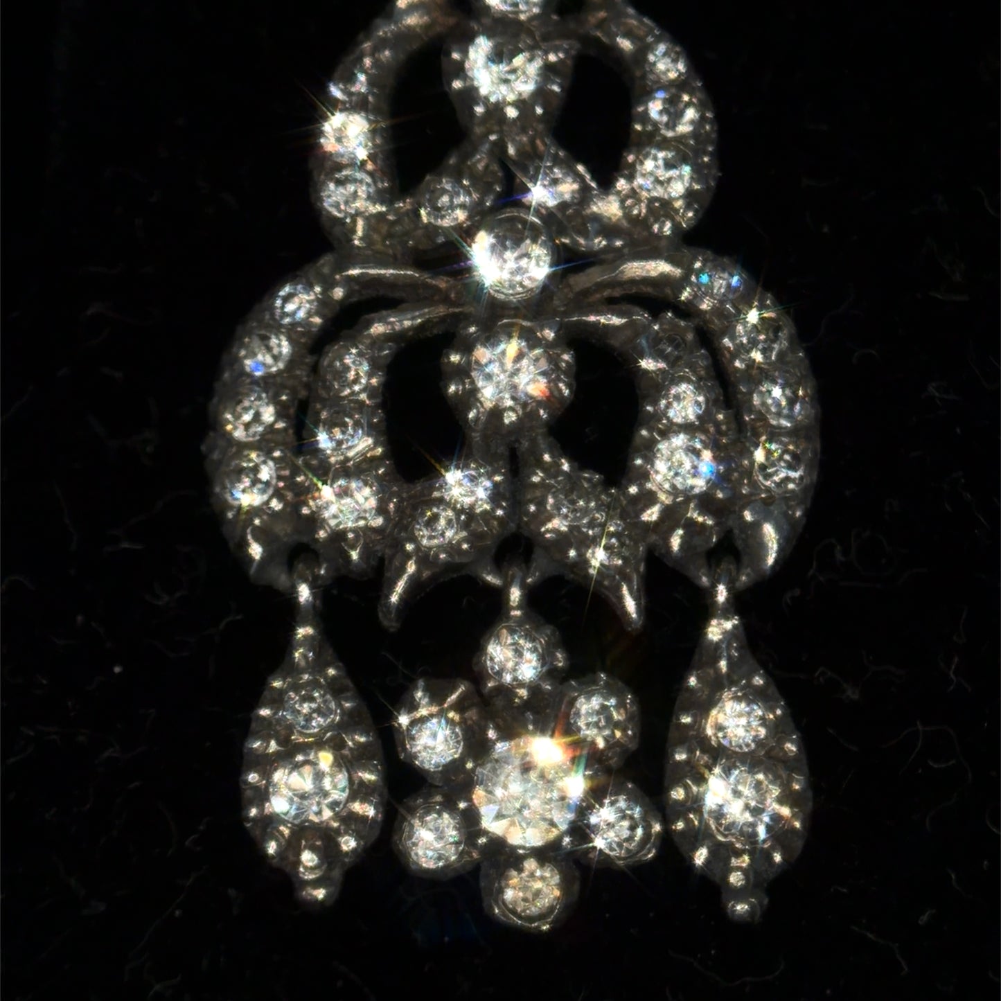 The Midnight Garden Earrings ~ Early Victorian Gold & Silver Diamond Paste Girandole Earrings