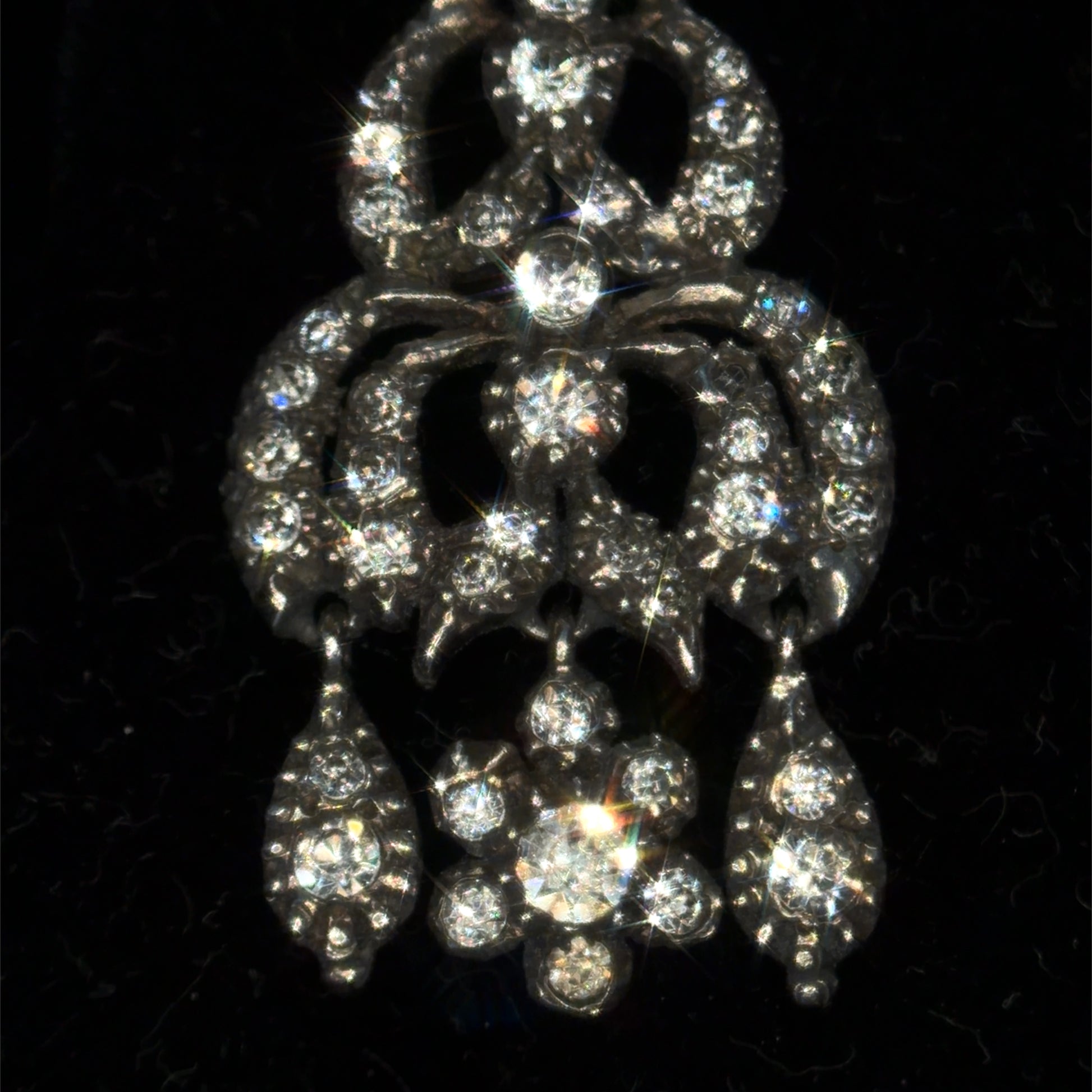 The Midnight Garden Earrings ~ Early Victorian Gold & Silver Diamond Paste Girandole Earrings