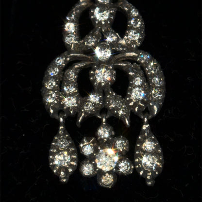 The Midnight Garden Earrings ~ Early Victorian Gold & Silver Diamond Paste Girandole Earrings