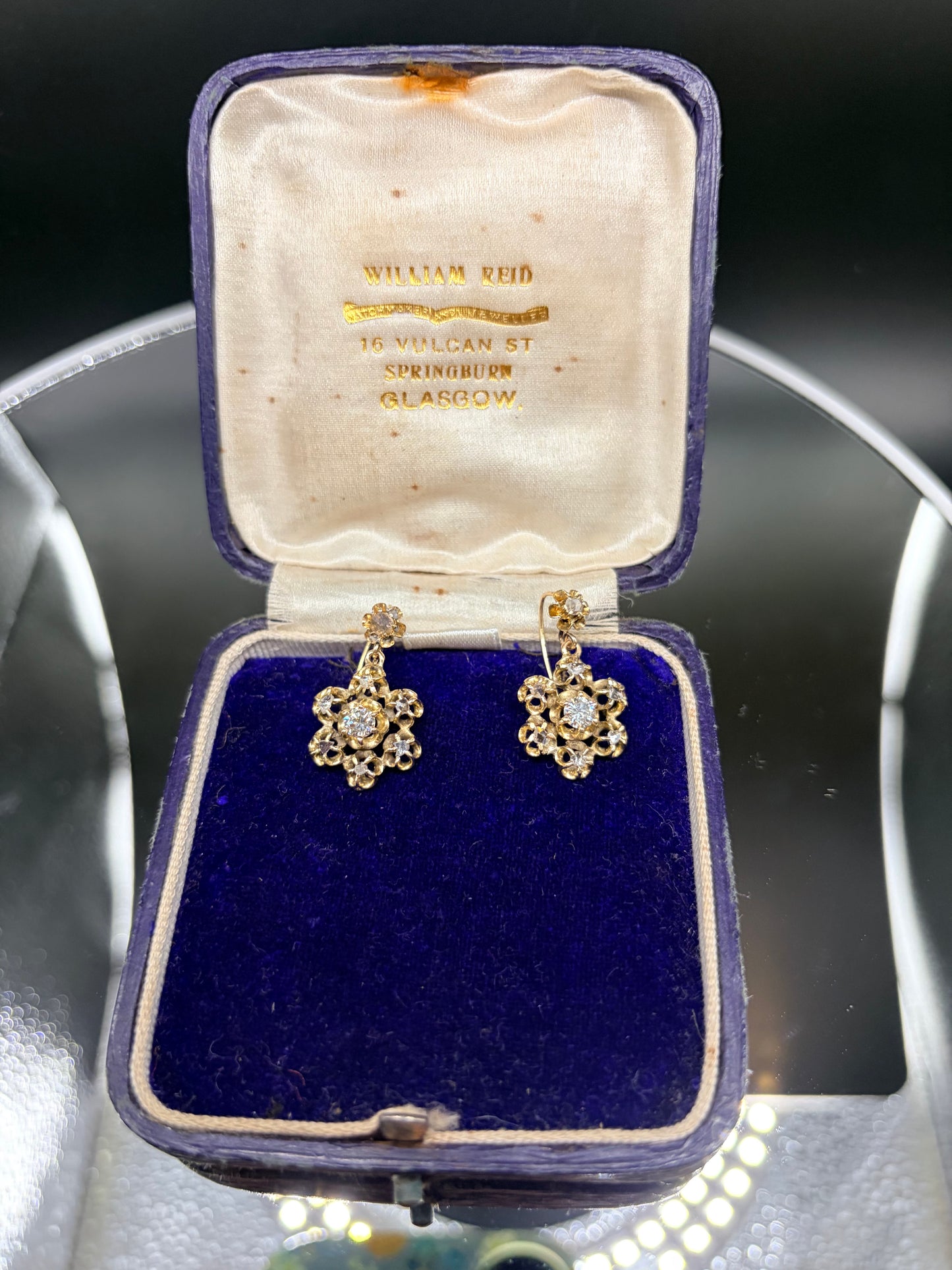 Victorian Diamond Flower Earrings