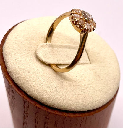 The Sunflower ~  Victorian Rose Cut Diamond Cluster Ring