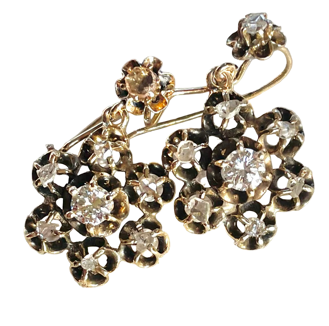 Victorian Diamond Flower Earrings