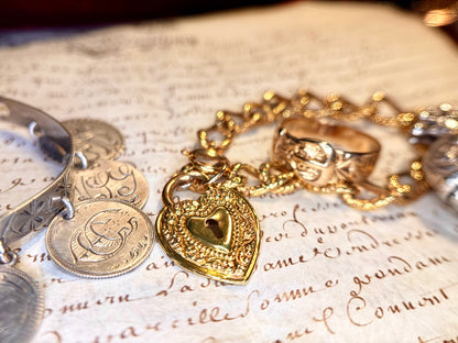 The Heart of Gold ~ Late 19th/ Early 20th Century Heart Padlock Bracelet