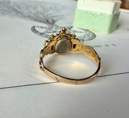 Green Garnet Doublet & Seed Pearl Cluster Ring