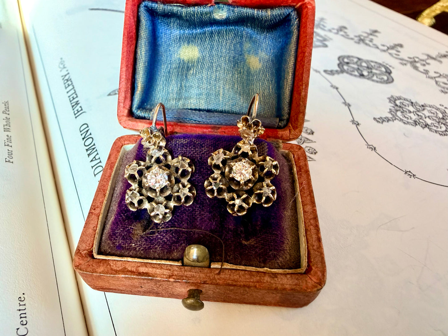 Victorian Diamond Flower Earrings