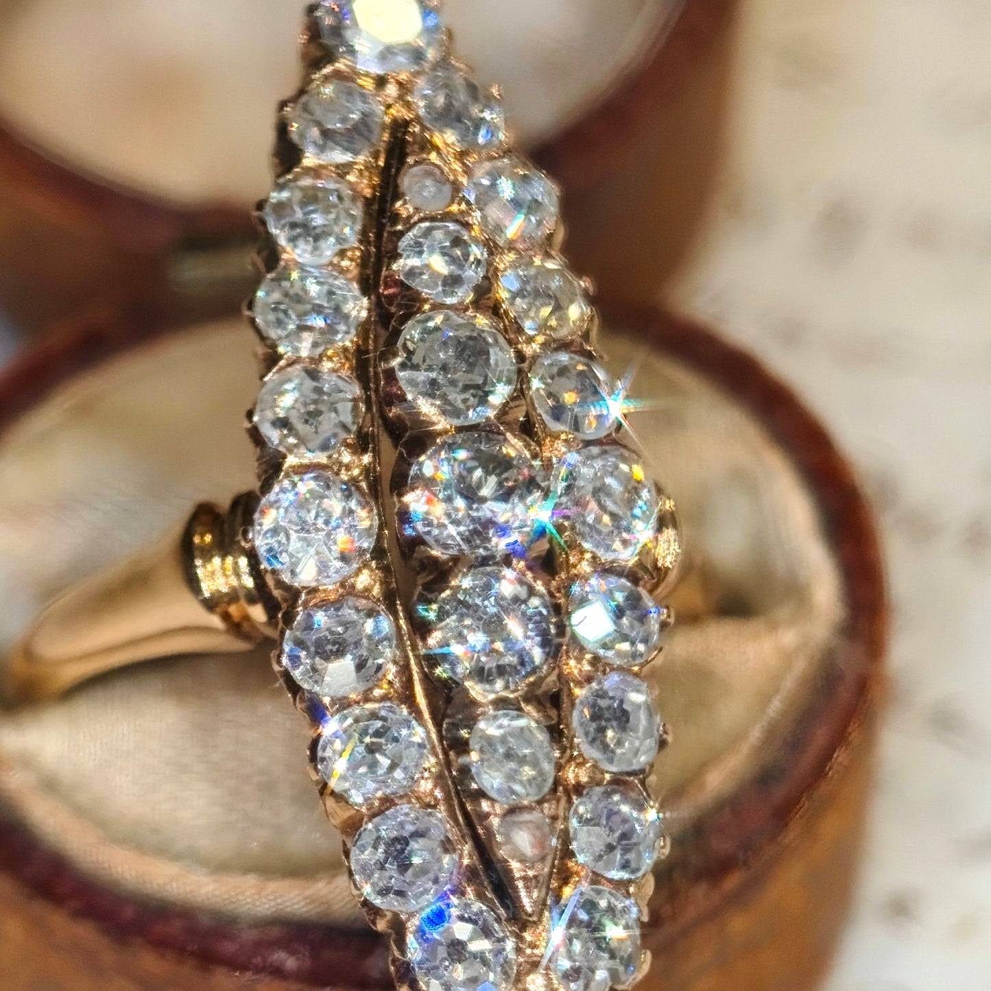 The Grand Dame ~ Old Mine Cut Diamond Navette Ring