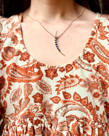The Phoebe ~ Sapphire & Pearl Crescent Moon Pendant
