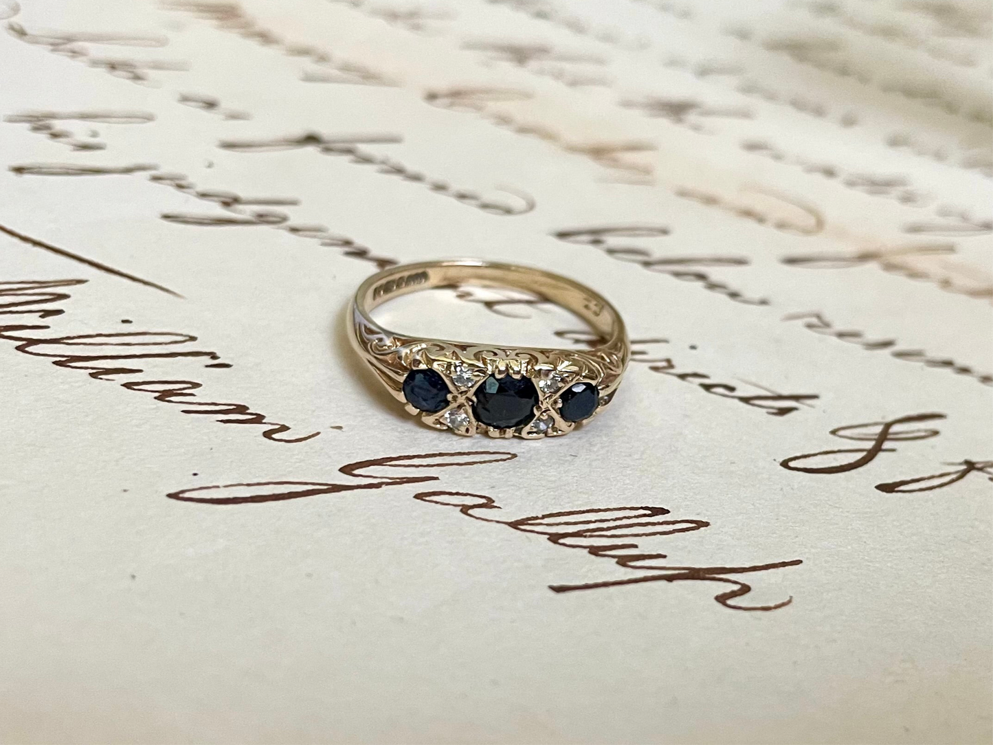 Victorian Sapphire & Diamond Gold Ring