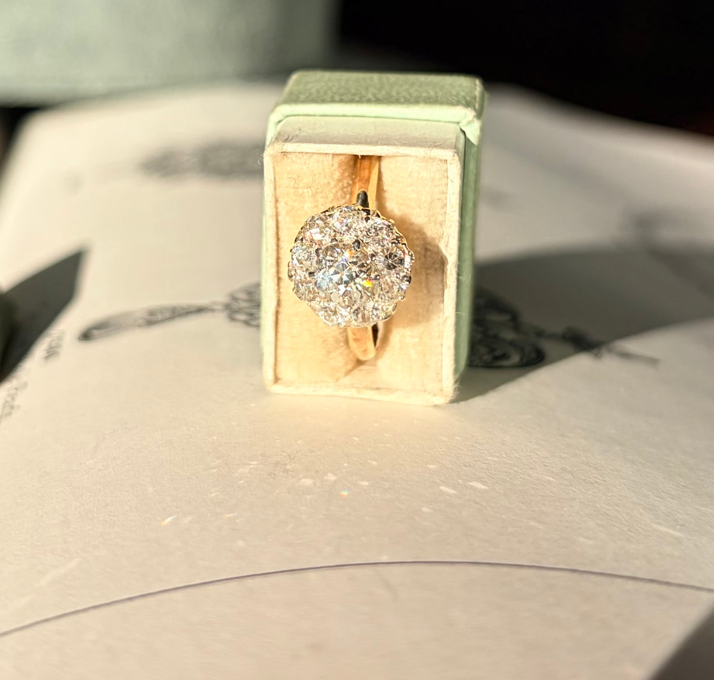 Edwardian Old Cut Diamond Cluster Ring