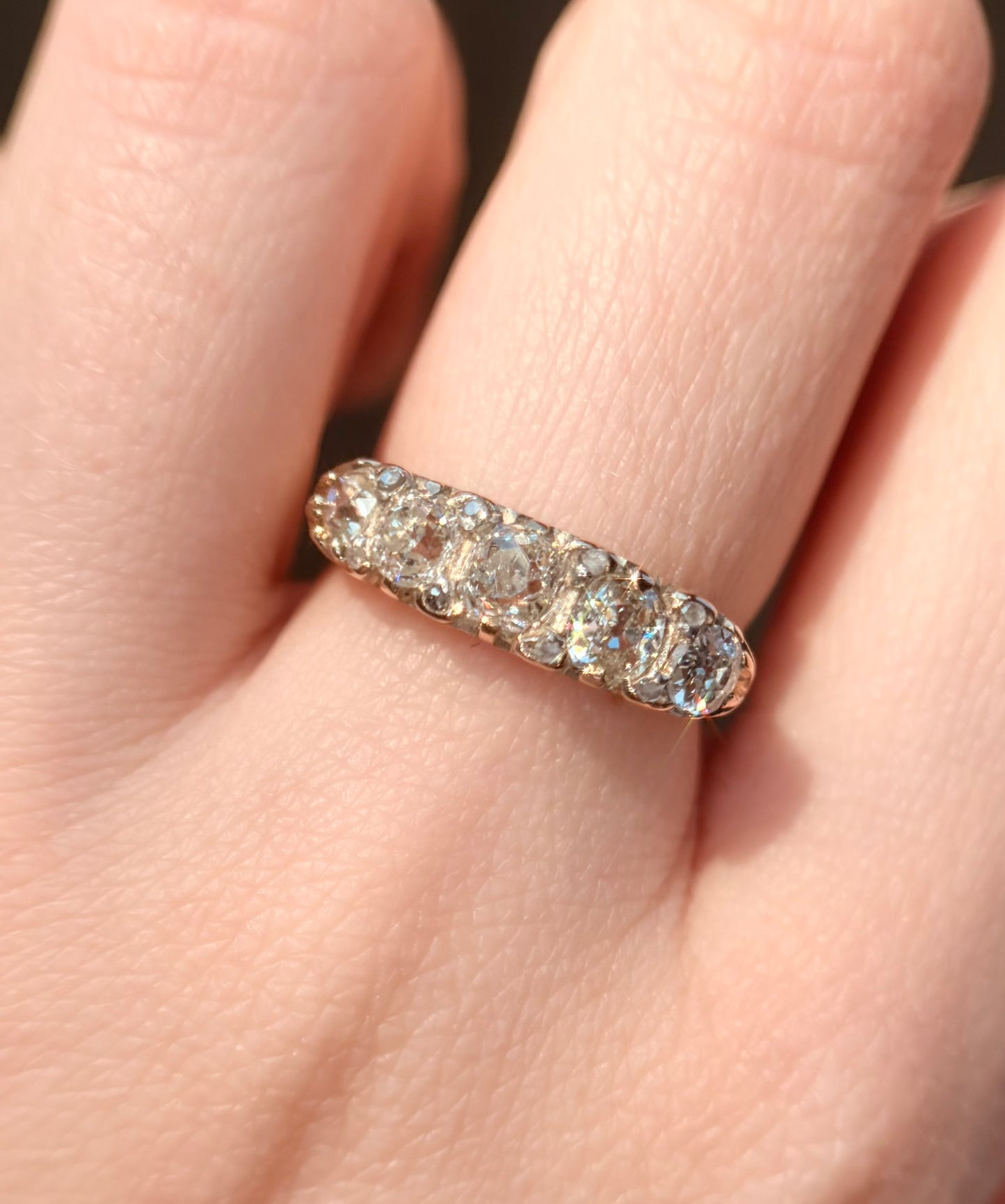 The Venus ~ Old Mine Cut Diamond Half Hoop Ring