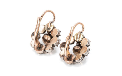 Georgian Rose Cut Diamond Dormeuse Cluster Earrings
