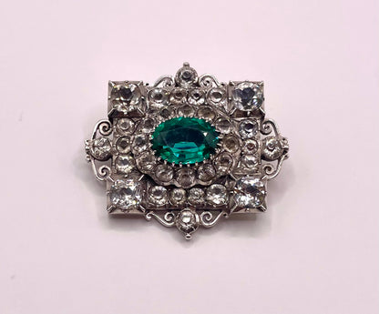 Victorian Large Emerald Paste Brooch