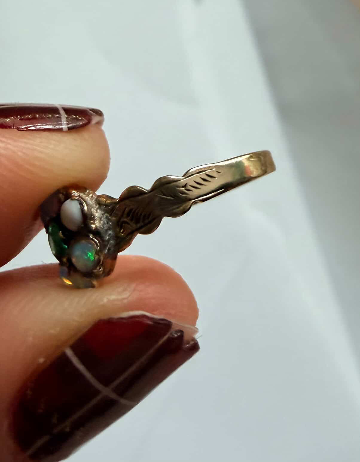 The Victoria ~ Victorian Emerald & Opal Cluster Ring