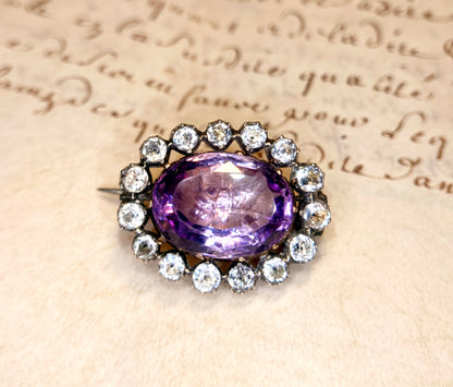 Georgian Oval Amethyst Paste Brooch