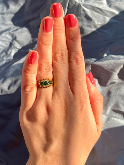 Victorian 18k Gold Paste, Tsavorite Garnet, & Diamond Cluster Ring