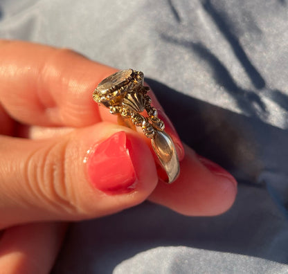 La Georgiana ~ Magnifique bague en cristal de roche géorgienne - Bague ancienne extraordinaire du XVIIIe siècle en or 14 carats, taille 9.