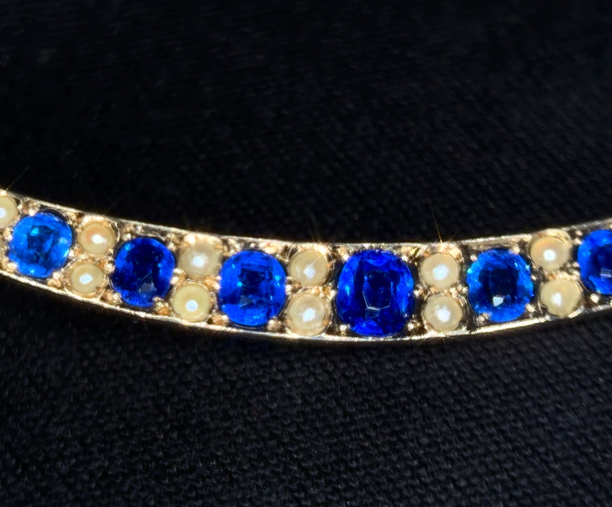 The Phoebe ~ Sapphire & Pearl Crescent Moon Pendant