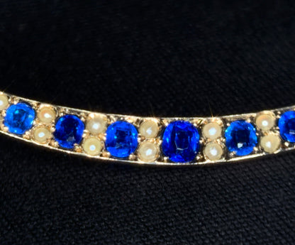 The Phoebe ~ Sapphire & Pearl Crescent Moon Pendant