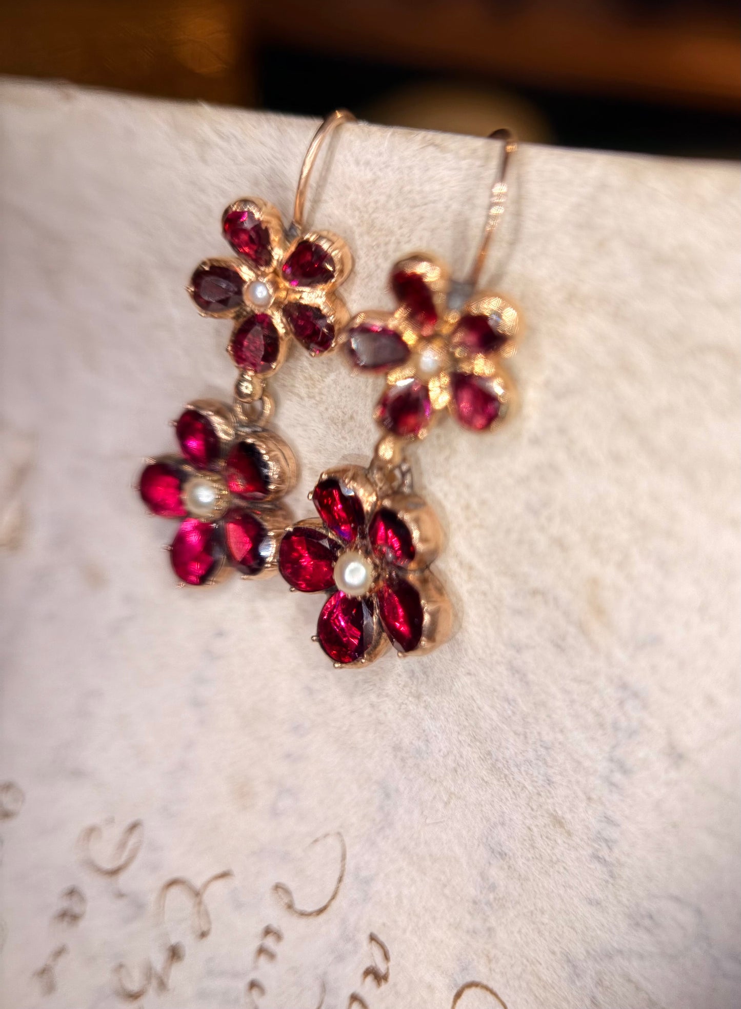 Layaway 3/6 for Nikki | The Perfectly Pink Pansies ~ Georgian Garnet & Pearl Earrings