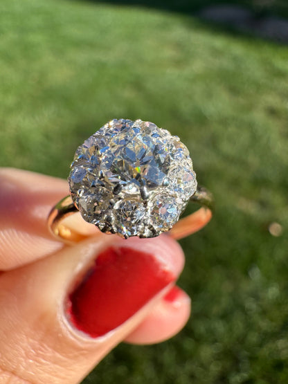 Edwardian Old Cut Diamond Cluster Ring