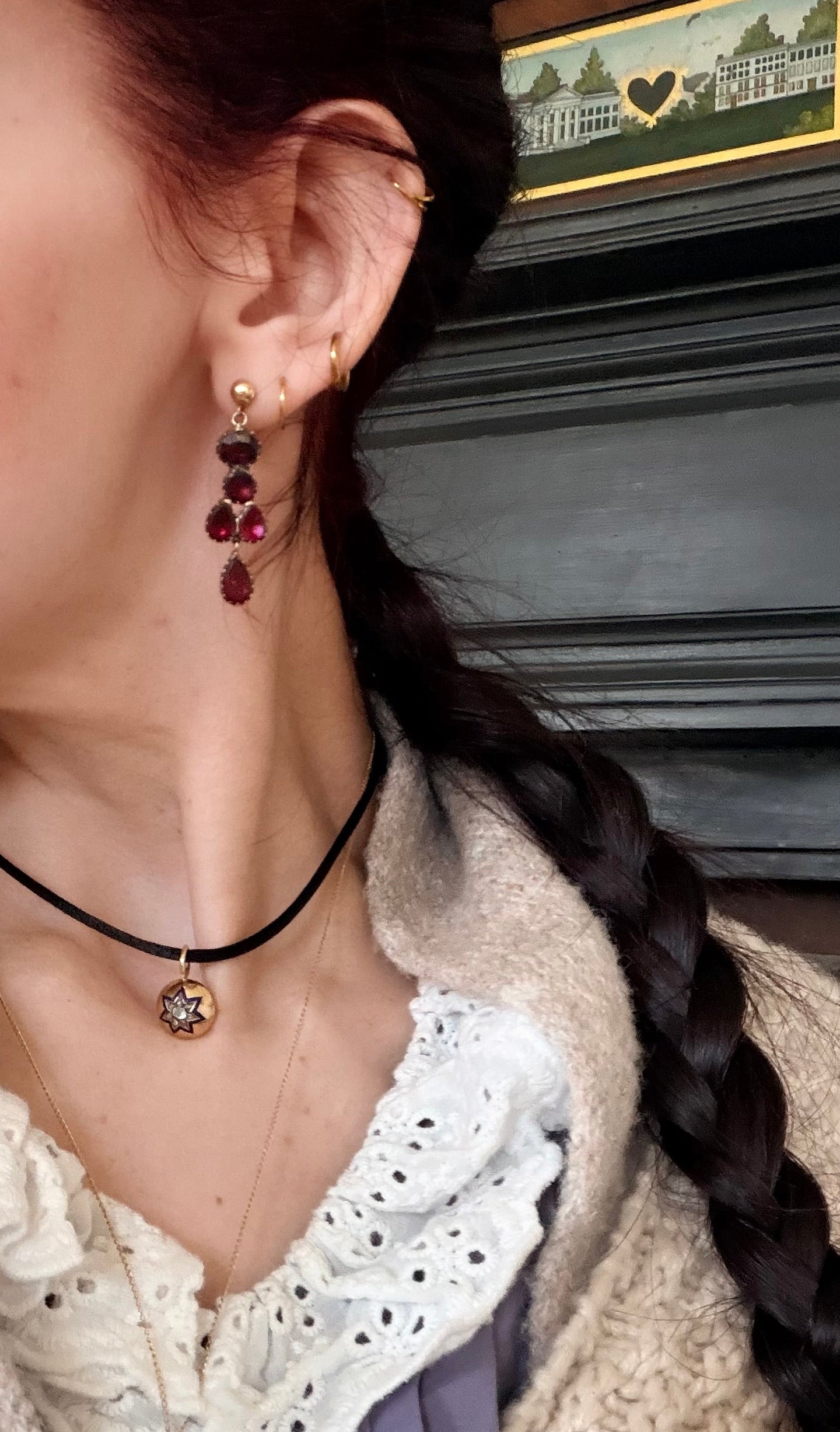 Old Cut Diamond & Enamel Star Charm/Pendant