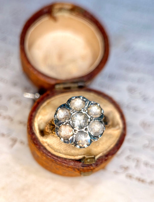 The Magnolia ~ Georgian Rose Cut Diamond Cluster Ring