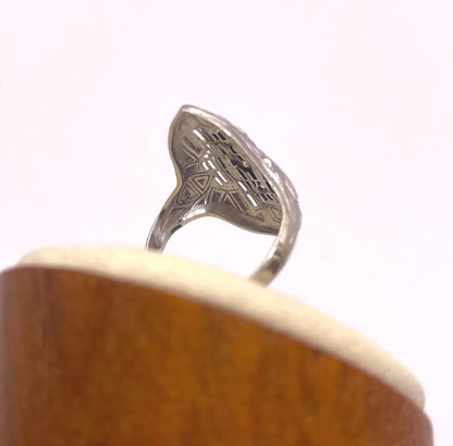 The Elsie ~ Antique Art Deco 1920s 14k White Gold & Diamond Ring