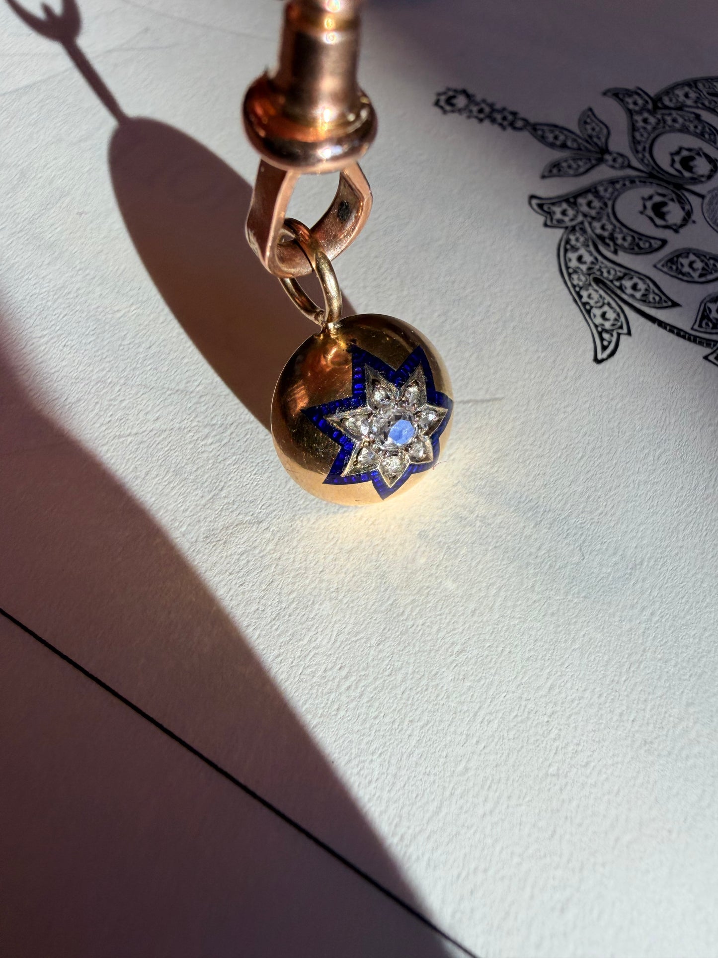 Old Cut Diamond & Enamel Star Charm/Pendant