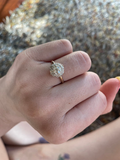Edwardian Old Cut Diamond Cluster Ring