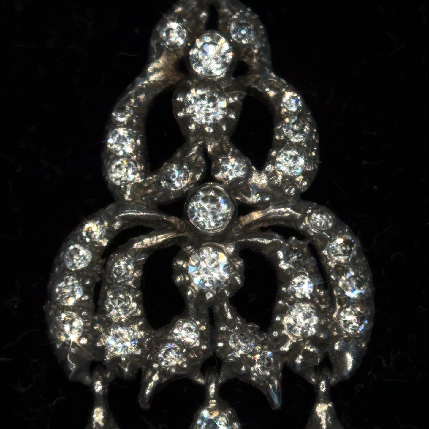 The Midnight Garden Earrings ~ Early Victorian Gold & Silver Diamond Paste Girandole Earrings
