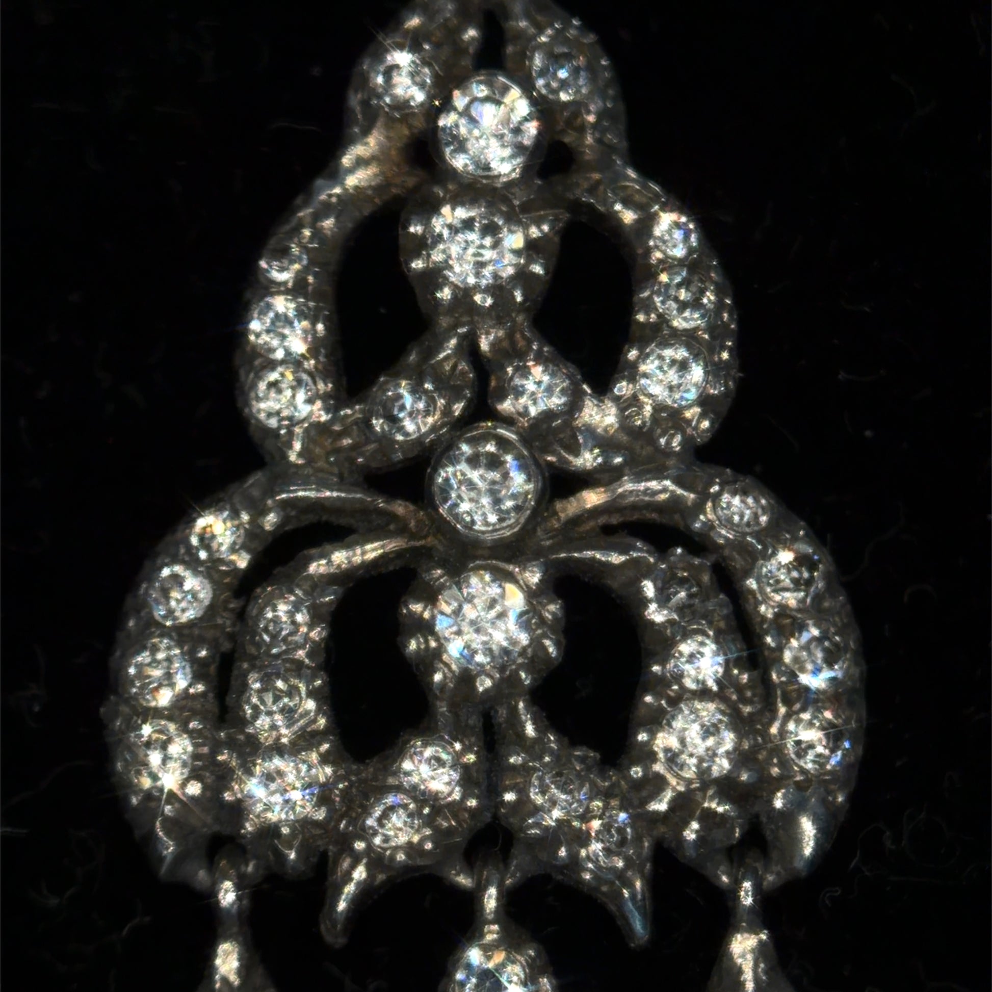 The Midnight Garden Earrings ~ Early Victorian Gold & Silver Diamond Paste Girandole Earrings