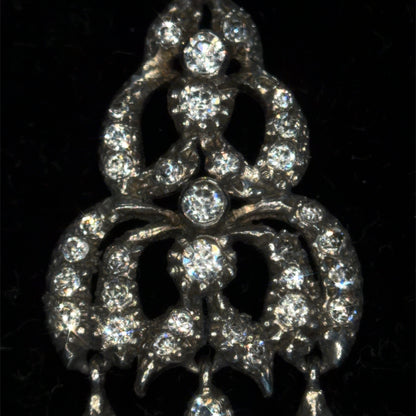 The Midnight Garden Earrings ~ Early Victorian Gold & Silver Diamond Paste Girandole Earrings