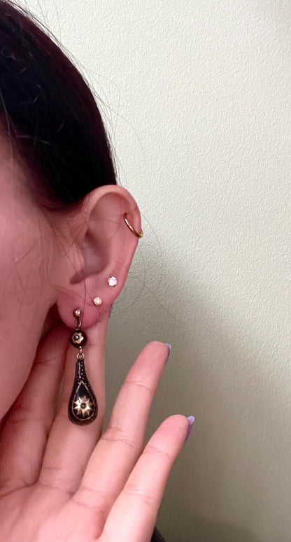 The Sophronias ~ Antique Victorian Piqué Gold Inlay Earrings