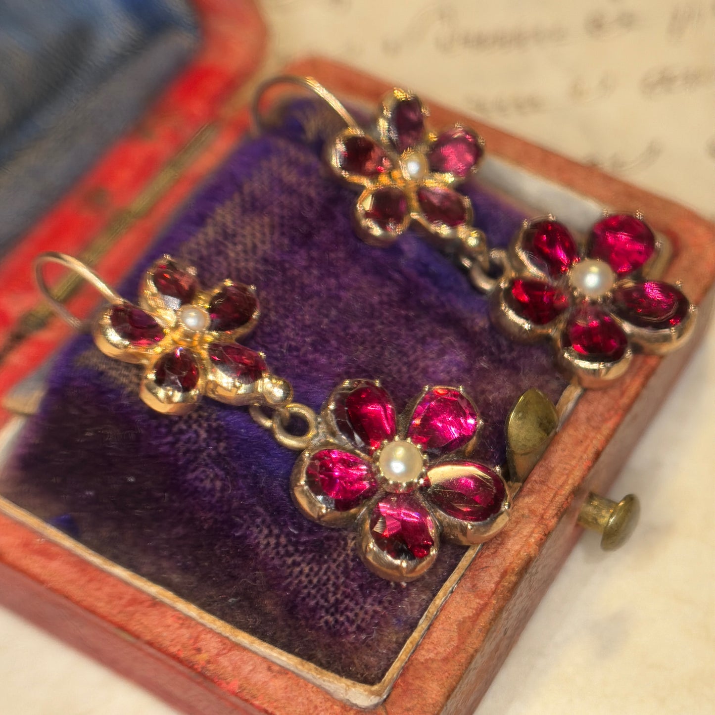 Layaway 3/6 for Nikki | The Perfectly Pink Pansies ~ Georgian Garnet & Pearl Earrings