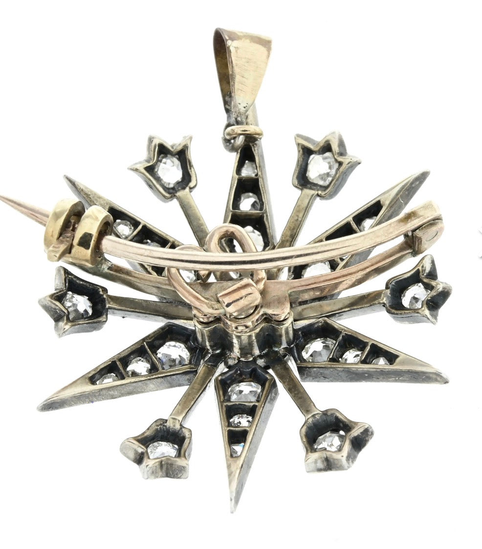 Victorian Diamond Starburst Pendant/Brooch