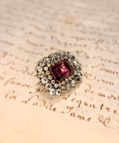 Georgian Purple Amethyst Paste Brooch