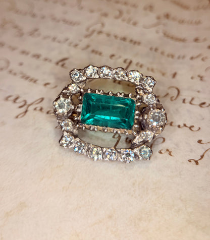 Petite Victorian Green Paste Brooch