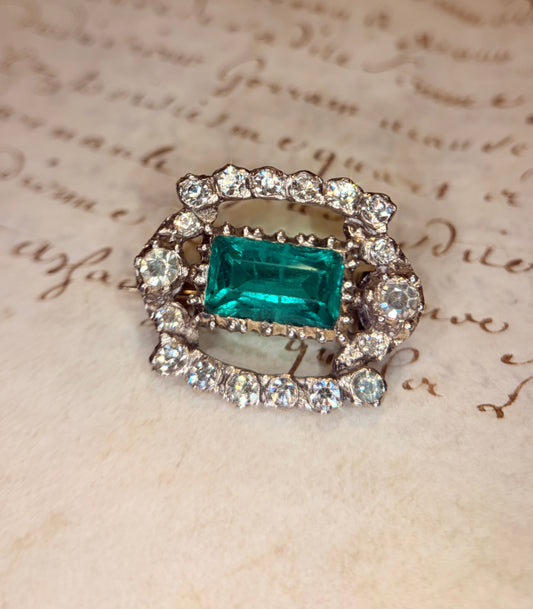 Petite Victorian Green Paste Brooch