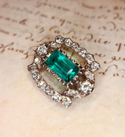 Petite Victorian Green Paste Brooch