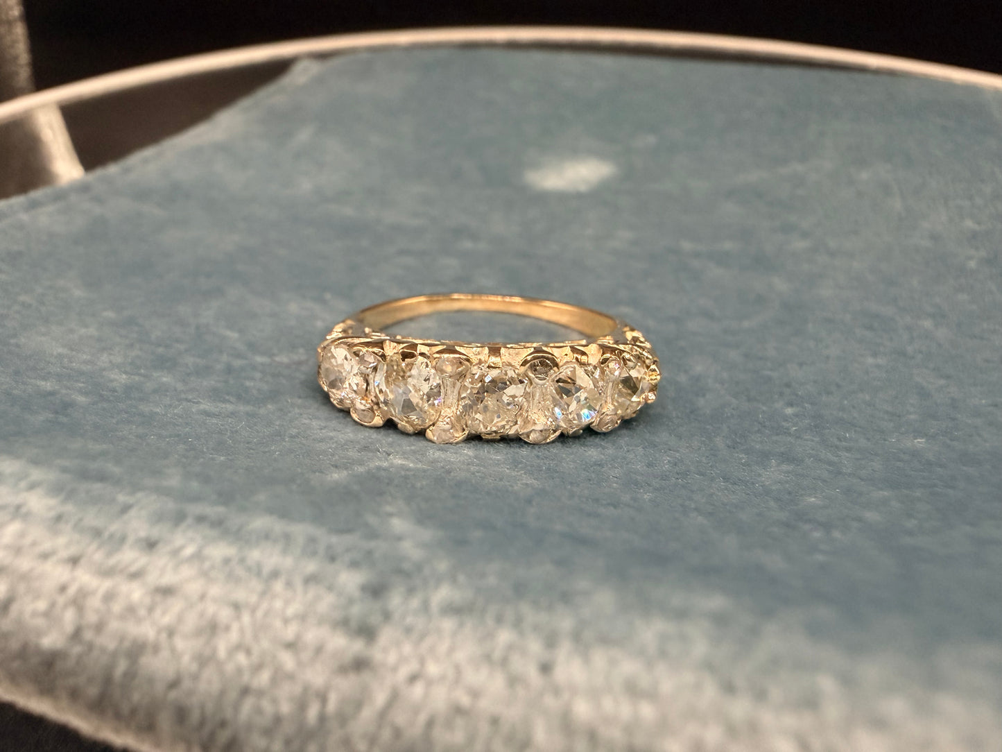 Old Mine Cut Diamond Half Hoop Ring