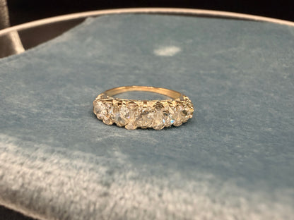 Old Mine Cut Diamond Half Hoop Ring